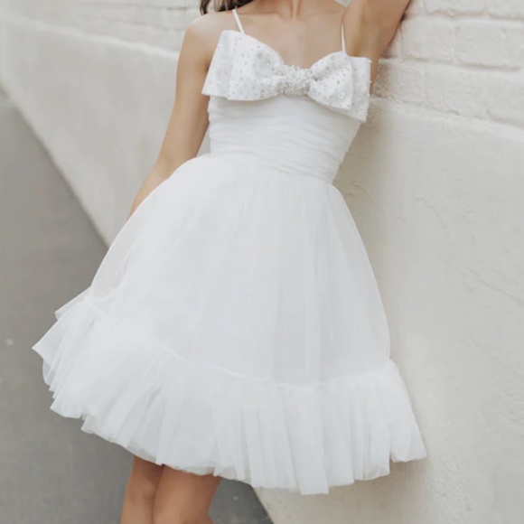 Untamed Petals Genevieve Bow Mini Dress - Picture 1 of 7